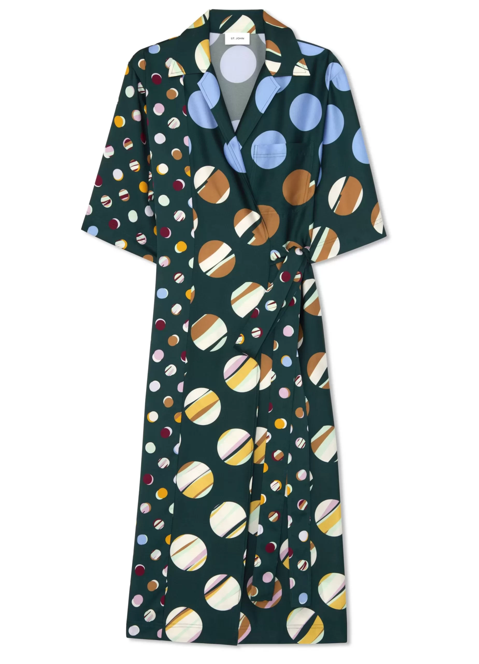 St. John Collage Dot Belted Wrap Dress |  WORKWEAR DRESSES | DAY DRESSES