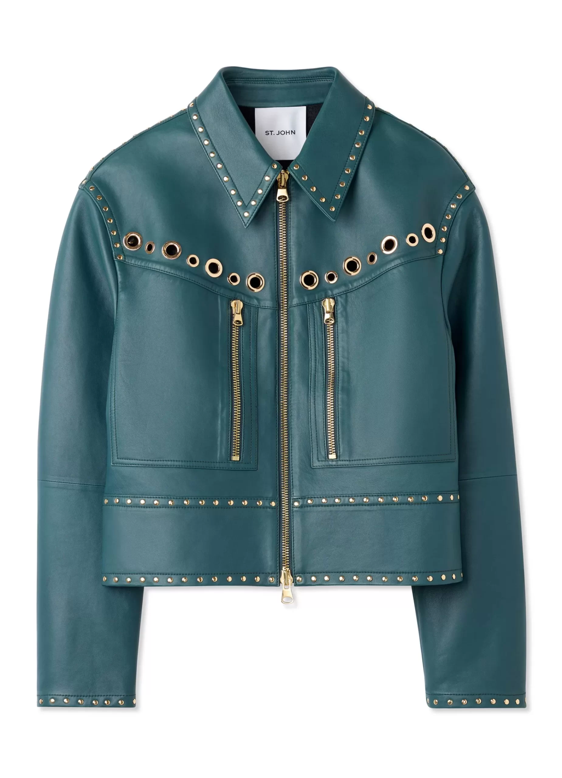 St. John Doubleface Leather Embellished Jacket |  COORDINATING SETS | JACKETS