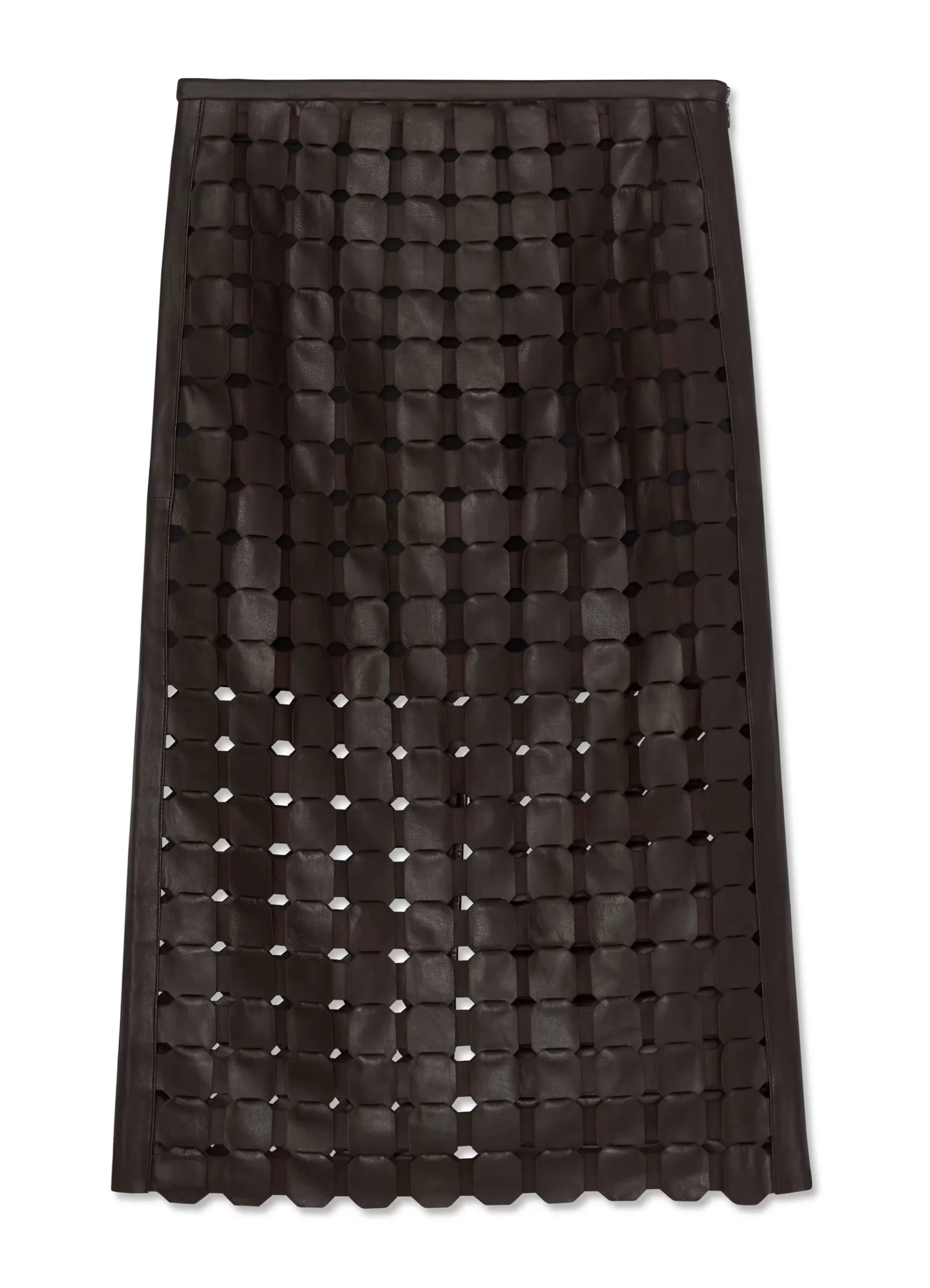 St. John Geometric Weave Leather Skirt |  COORDINATING SETS | ELEVATED ESSENTIALS