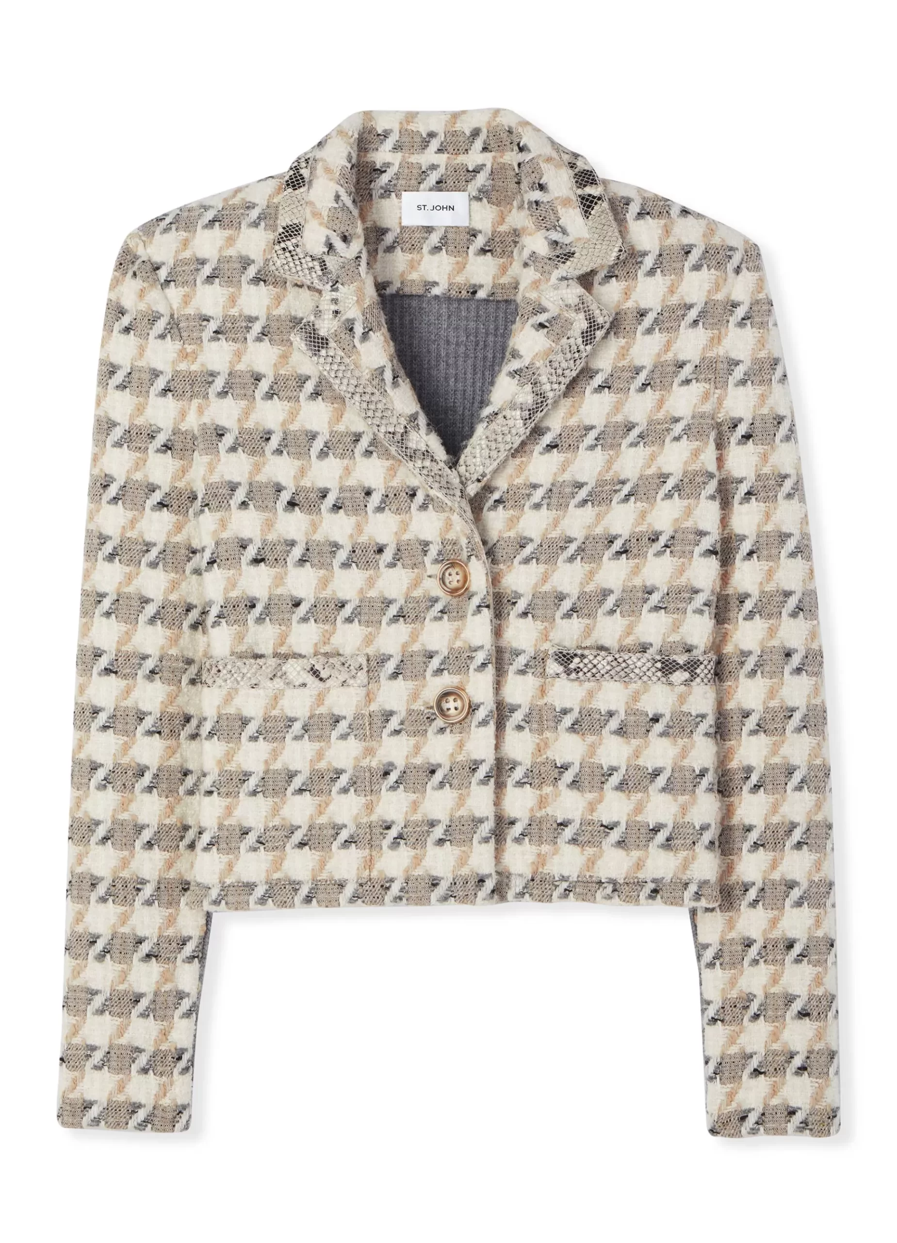 St. John Maxi Houndstooth Tweed Jacket |  JACKETS