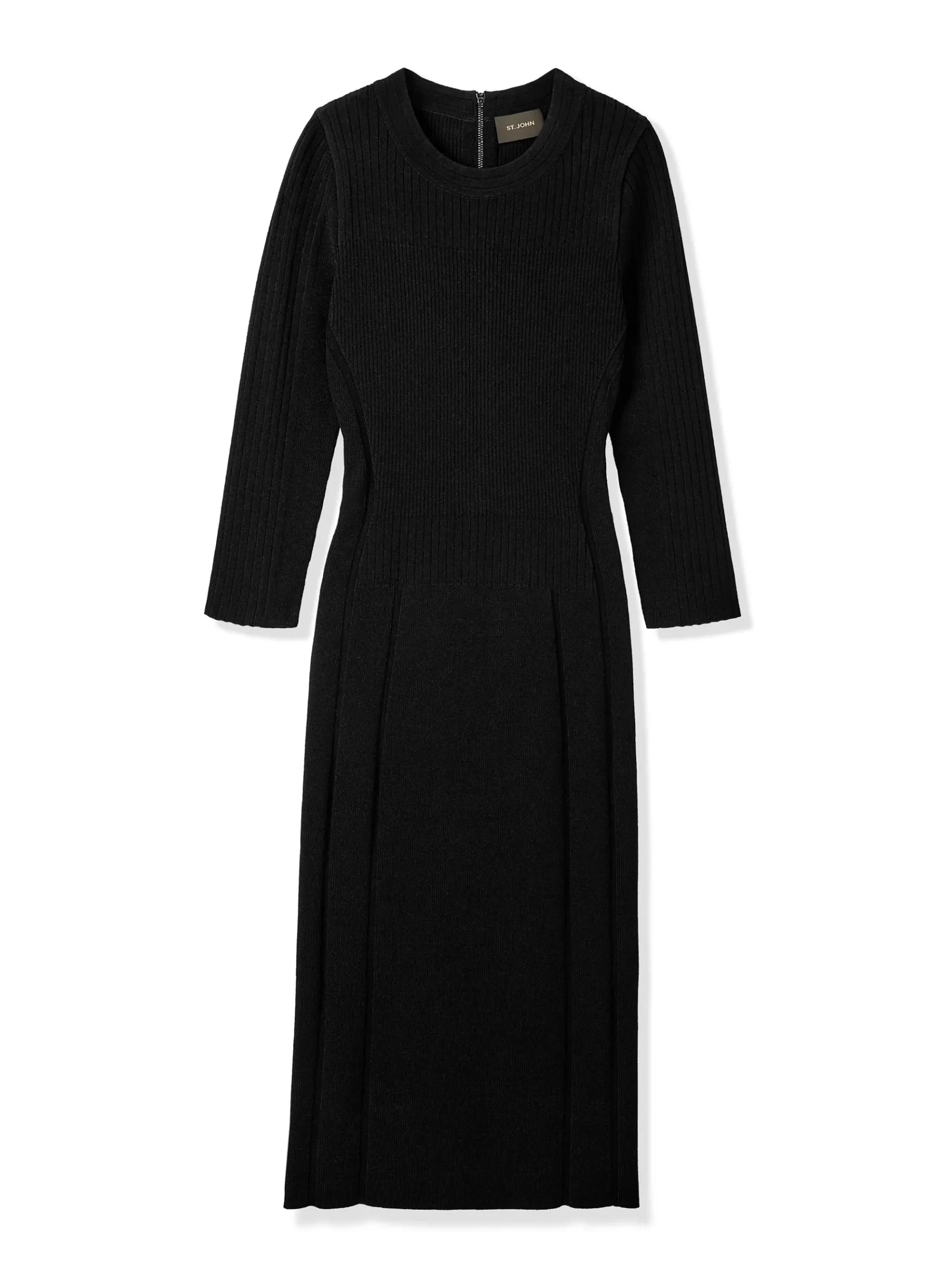 St. John Mixed Rib 3/4 Sleeve Dress |  DRESSES | KNIT DRESSES