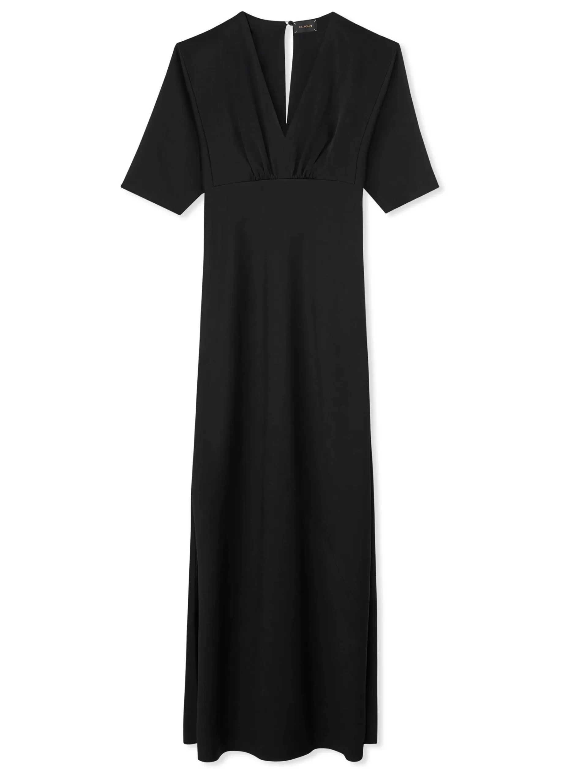 St. John Satin Back Crepe V-Neck Gown |  EVENING WEAR | DRESSES