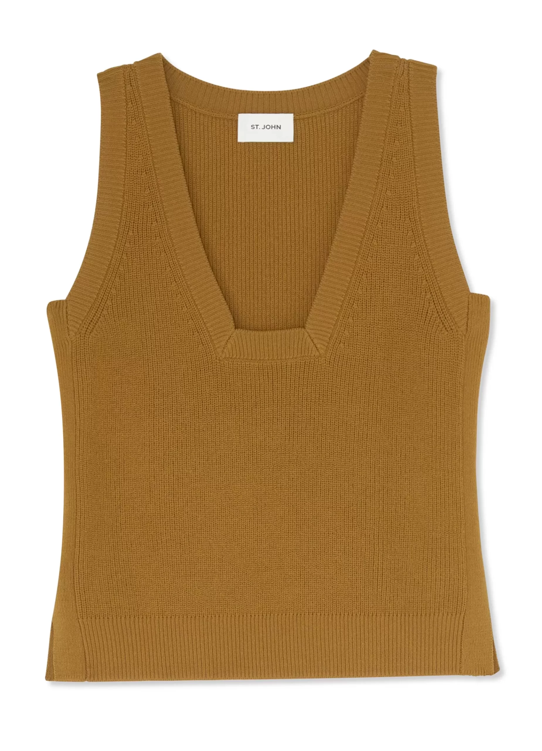 St. John Square Neck Rib Knit Shell |  ELEVATED ESSENTIALS | KNITWEAR