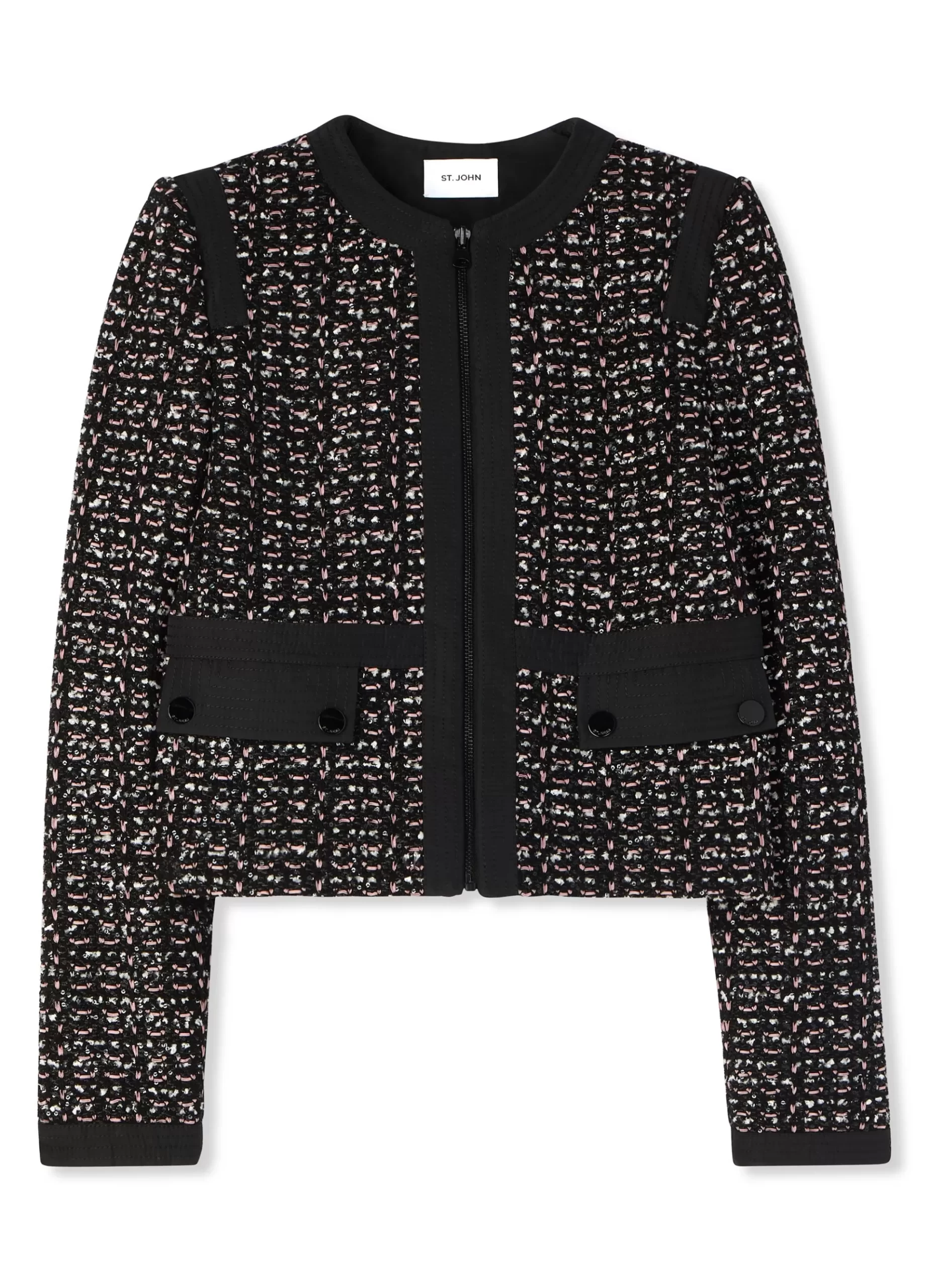 St. John Textured Plaid Sequin Knit Jacket |  JACKETS